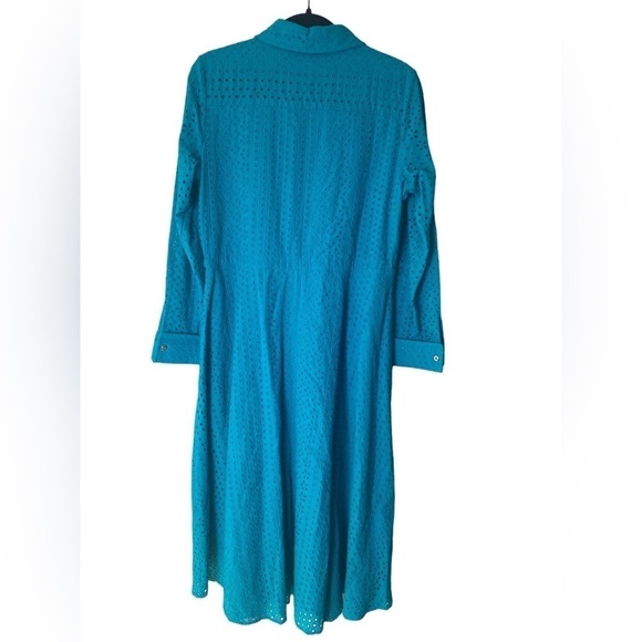 SOFT SURROUNDINGS Women's Midi Length Marisol Dress Blue Size Medium Eyelet - Picture 3 of 9